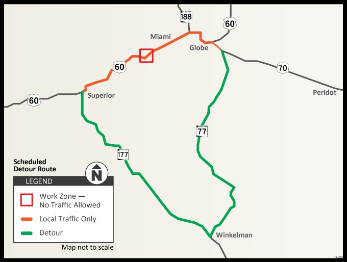 Twiceweekly closures begin Nov. 7 for US 60 Pinto Creek Bridge project ADOT